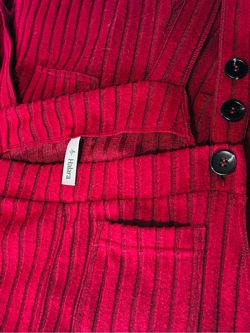 HALARA Red Ribbed Wide-Leg Jumpsuit - Picture 8 of 9
